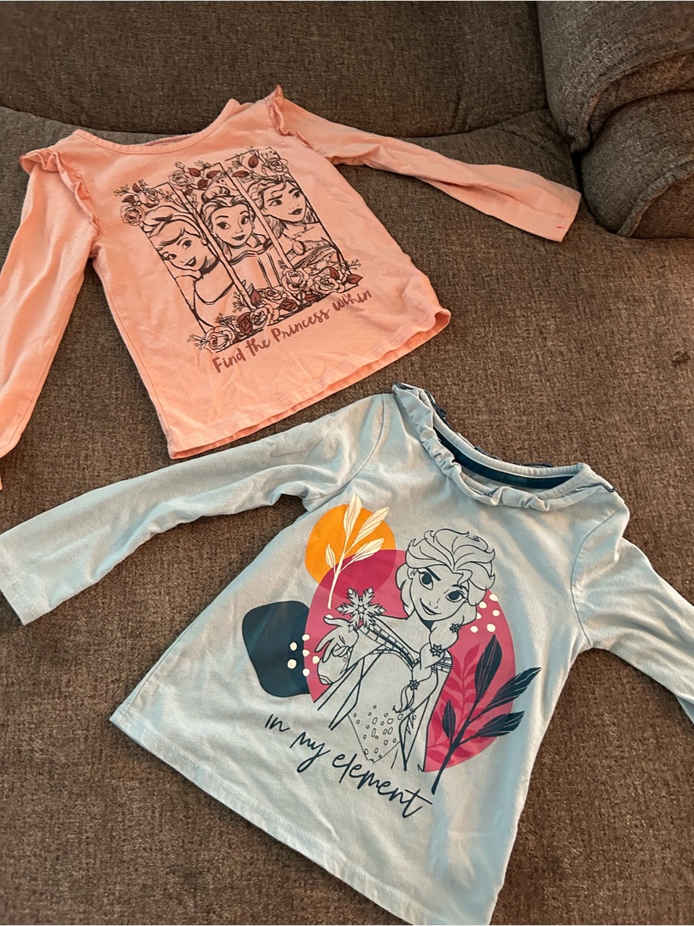 Disney Frozen and Princess Girls' Long Sleeve Top - Pink and Light Blue